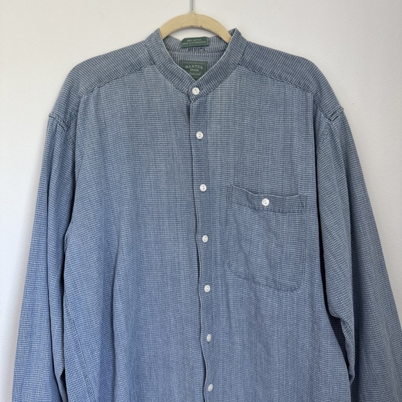 Baxter Men's Blue‎ Check Button Down Shirt Size M (XL) Stressed Look READ - Picture 5 of 8